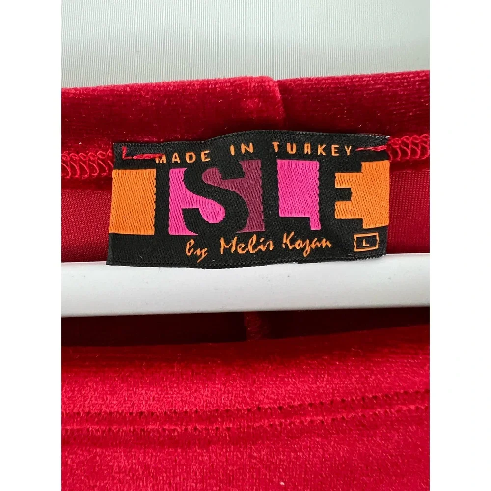 Isle By Melis Kozan Women's L Long Sleeve Top Red Felt Shirt Pullover - Picture 2 of 5